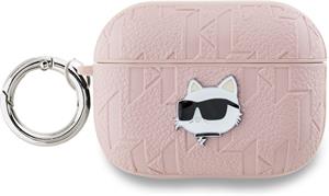 Karl Lagerfeld PU Embossed Choupette Head puzdro pre AirPods Pro 2, ružové