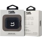 Karl Lagerfeld PU Embossed Choupette Head puzdro pre AirPods Pro, čierne