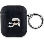 Karl Lagerfeld PU Embossed Karl and Choupette Heads puzdro pre AirPods 1/2, čierne