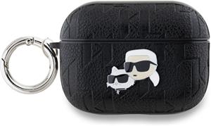 Karl Lagerfeld PU Embossed Karl and Choupette Heads puzdro pre AirPods Pro 2, čierne