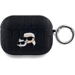 Karl Lagerfeld PU Embossed Karl and Choupette Heads puzdro pre AirPods Pro, čierne