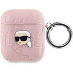 Karl Lagerfeld PU Embossed Karl Head puzdro pre AirPods 1/2, ružové