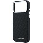 Karl Lagerfeld PU Grained Allover Semi Wrap Magsafe kryt pre iPhone 18 Pro, čierny