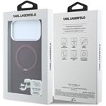 Karl Lagerfeld PU Grained K&CH Heads Ring Stand Magsafe kryt pre iPhone 18 Pro, Burgundy