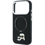 Karl Lagerfeld PU Grained K&CH Heads Ring Stand Magsafe kryt pre iPhone 18 Pro, čierny