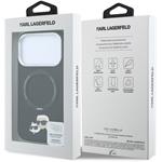 Karl Lagerfeld PU Grained K&CH Heads Ring Stand Magsafe kryt pre iPhone 18 Pro, čierny