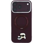 Karl Lagerfeld PU Grained K&CH Heads Ring Stand Magsafe kryt pre iPhone 18 Pro Max, Burgundy