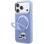 Karl Lagerfeld PU Grained K&CH Heads Ring Stand Magsafe kryt pre iPhone 18 Pro Max, modrý