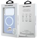 Karl Lagerfeld PU Grained K&CH Heads Ring Stand Magsafe kryt pre iPhone 18 Pro Max, modrý