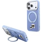 Karl Lagerfeld PU Grained K&CH Heads Ring Stand Magsafe kryt pre iPhone 18 Pro Max, modrý