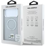 Karl Lagerfeld PU Grained K&CH Heads Ring Stand Magsafe kryt pre iPhone 18 Pro Max, sivý