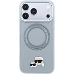 Karl Lagerfeld PU Grained K&CH Heads Ring Stand Magsafe kryt pre iPhone 18 Pro, sivý