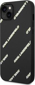 Karl Lagerfeld PU Grained Leather Logomania zadný kryt pre iPhone 14 Plus, čierny