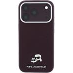 Karl Lagerfeld PU Grained Semi Wrap K&CH Heads Magsafe kryt pre iPhone 18 Pro, Burgundy