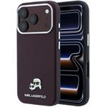 Karl Lagerfeld PU Grained Semi Wrap K&CH Heads Magsafe kryt pre iPhone 18 Pro Max, Burgundy
