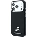 Karl Lagerfeld PU Grained Semi Wrap K&CH Heads Magsafe kryt pre iPhone 18 Pro Max, čierny