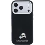 Karl Lagerfeld PU Grained Semi Wrap K&CH Heads Magsafe kryt pre iPhone 18 Pro Max, čierny