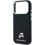 Karl Lagerfeld PU Grained Semi Wrap K&CH Heads Magsafe kryt pre iPhone 18 Pro Max, čierny
