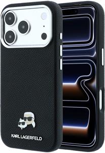 Karl Lagerfeld PU Grained Semi Wrap K&CH Heads Magsafe kryt pre iPhone 18 Pro Max, čierny