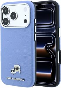 Karl Lagerfeld PU Grained Semi Wrap K&CH Heads Magsafe kryt pre iPhone 18 Pro Max, modrý