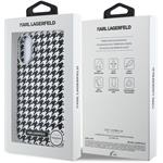 Karl Lagerfeld PU Houndstooth Resin Plate MagSafe kryt pre iPhone 17, čierny