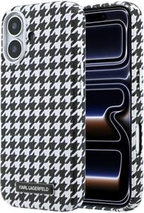 Karl Lagerfeld PU Houndstooth Resin Plate MagSafe kryt pre iPhone 17, čierny