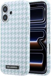 Karl Lagerfeld PU Houndstooth Resin Plate MagSafe kryt pre iPhone 17, modrý