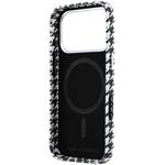 Karl Lagerfeld PU Houndstooth Resin Plate MagSafe kryt pre iPhone 17 Pro, čierny