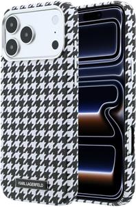 Karl Lagerfeld PU Houndstooth Resin Plate MagSafe kryt pre iPhone 17 Pro Max, čierny