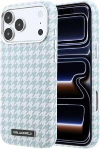 Karl Lagerfeld PU Houndstooth Resin Plate MagSafe kryt pre iPhone 17 Pro Max, modrý