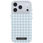 Karl Lagerfeld PU Houndstooth Resin Plate MagSafe kryt pre iPhone 17 Pro, modrý