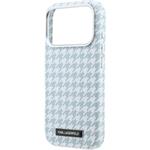 Karl Lagerfeld PU Houndstooth Resin Plate MagSafe kryt pre iPhone 17 Pro, modrý