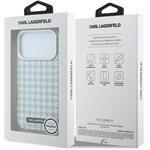 Karl Lagerfeld PU Houndstooth Resin Plate MagSafe kryt pre iPhone 17 Pro, modrý