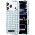 Karl Lagerfeld PU Houndstooth Resin Plate MagSafe kryt pre iPhone 17 Pro, modrý