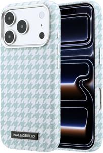 Karl Lagerfeld PU Houndstooth Resin Plate MagSafe kryt pre iPhone 17 Pro, modrý
