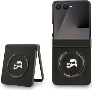 Karl Lagerfeld PU Karl and Choupette Heads Magnetic kryt pre Samsung Galaxy Z Flip 7, čierny