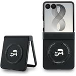 Karl Lagerfeld PU Karl and Choupette Heads Magnetic kryt pre Samsung Galaxy Z Flip 8, čierny
