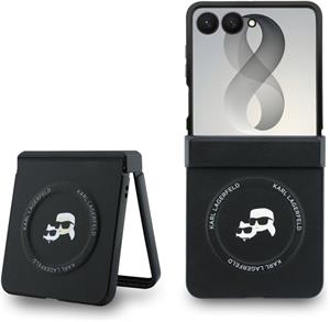 Karl Lagerfeld PU Karl and Choupette Heads Magnetic kryt pre Samsung Galaxy Z Flip 8, čierny