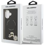 Karl Lagerfeld PU Karl and Choupette Heads Pins MagSafe kryt pre iPhone 17, čierny