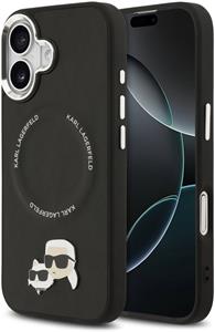 Karl Lagerfeld PU Karl and Choupette Heads Pins MagSafe kryt pre iPhone 17, čierny
