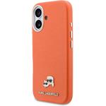 Karl Lagerfeld PU Karl and Choupette Heads Pins MagSafe kryt pre iPhone 17, oranžový