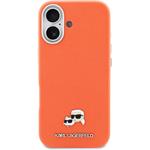 Karl Lagerfeld PU Karl and Choupette Heads Pins MagSafe kryt pre iPhone 17, oranžový