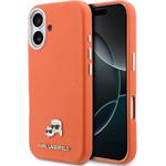 Karl Lagerfeld PU Karl and Choupette Heads Pins MagSafe kryt pre iPhone 17, oranžový