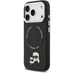 Karl Lagerfeld PU Karl and Choupette Heads Pins MagSafe kryt pre iPhone 17 Pro, čierny