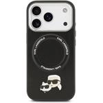 Karl Lagerfeld PU Karl and Choupette Heads Pins MagSafe kryt pre iPhone 17 Pro, čierny