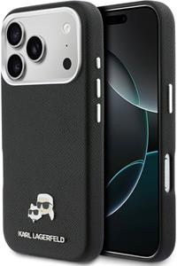 Karl Lagerfeld PU Karl and Choupette Heads Pins MagSafe kryt pre iPhone 17 Pro Max, čierny