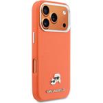 Karl Lagerfeld PU Karl and Choupette Heads Pins MagSafe kryt pre iPhone 17 Pro Max, oranžový