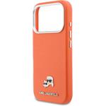Karl Lagerfeld PU Karl and Choupette Heads Pins MagSafe kryt pre iPhone 17 Pro, oranžový