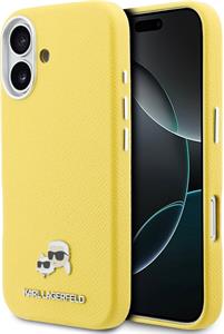 Karl Lagerfeld PU Karl and Choupette Heads Pins MagSafe kryt pre iPhone 17, žltý