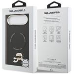 Karl Lagerfeld PU Karl and Choupette Heads Pins MagSafe kryt pre iPhone Air, čierny